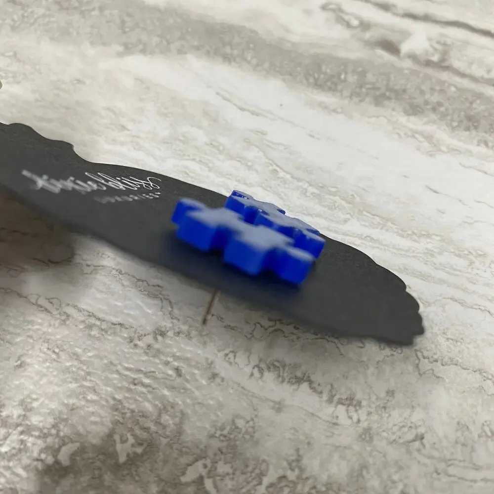 Dixie Bliss Autism Awareness Puzzle Piece Glitter Earrings Blue Hypoallergenic